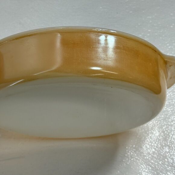 Vintage Fire King Anchor Hocking Peach Lustr 8” Cake Baking Casserole Dish #450 - Picture 2 of 10